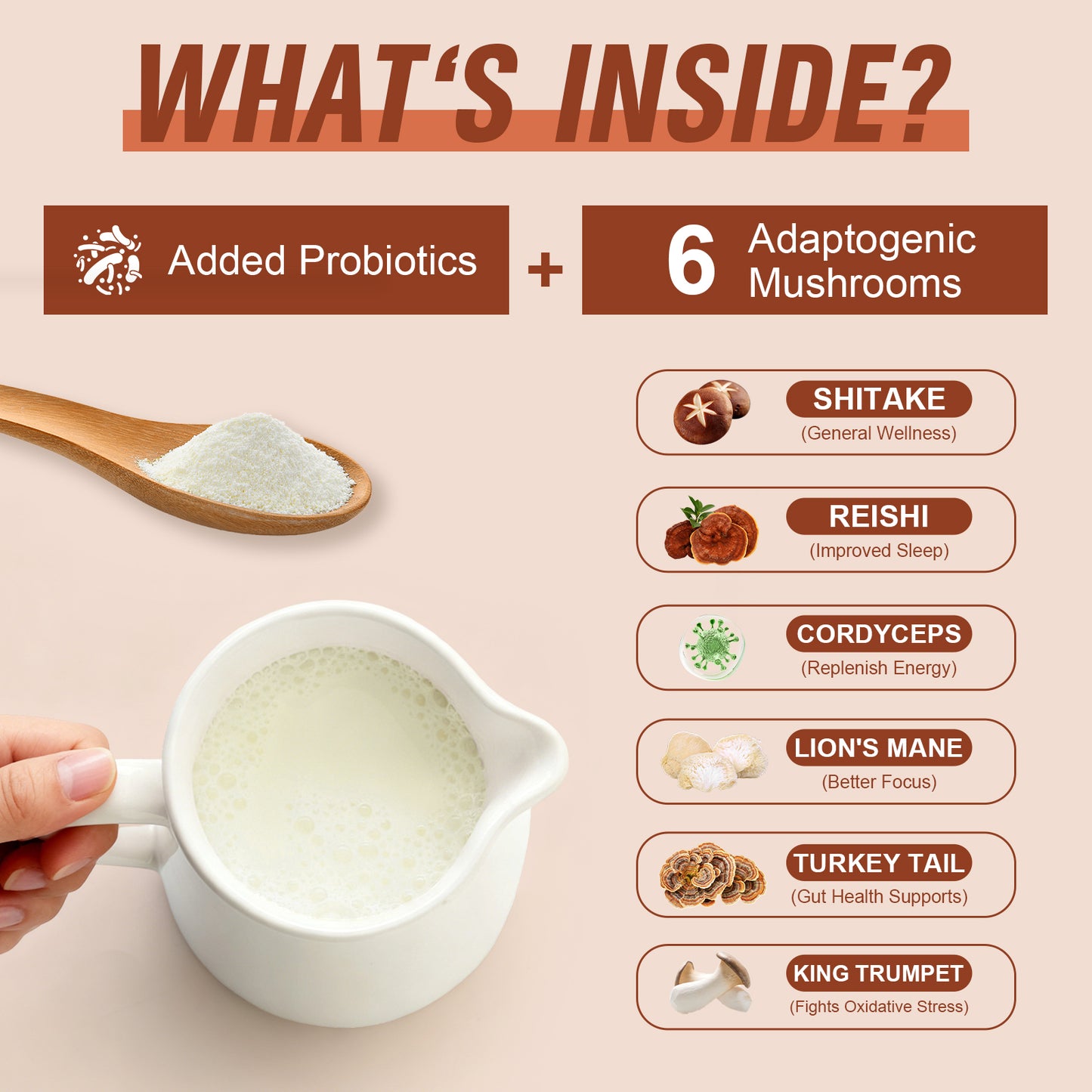Bcuelov® Superfood Mushroom Creamer Powder – Energy, Focus & Digestion Support