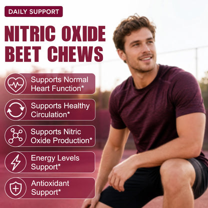 Bcuelov® Beet Root + CoQ10 Soft Chews | Daily Heart & Circulation Support | Mixed Berry Flavor | 90 Count