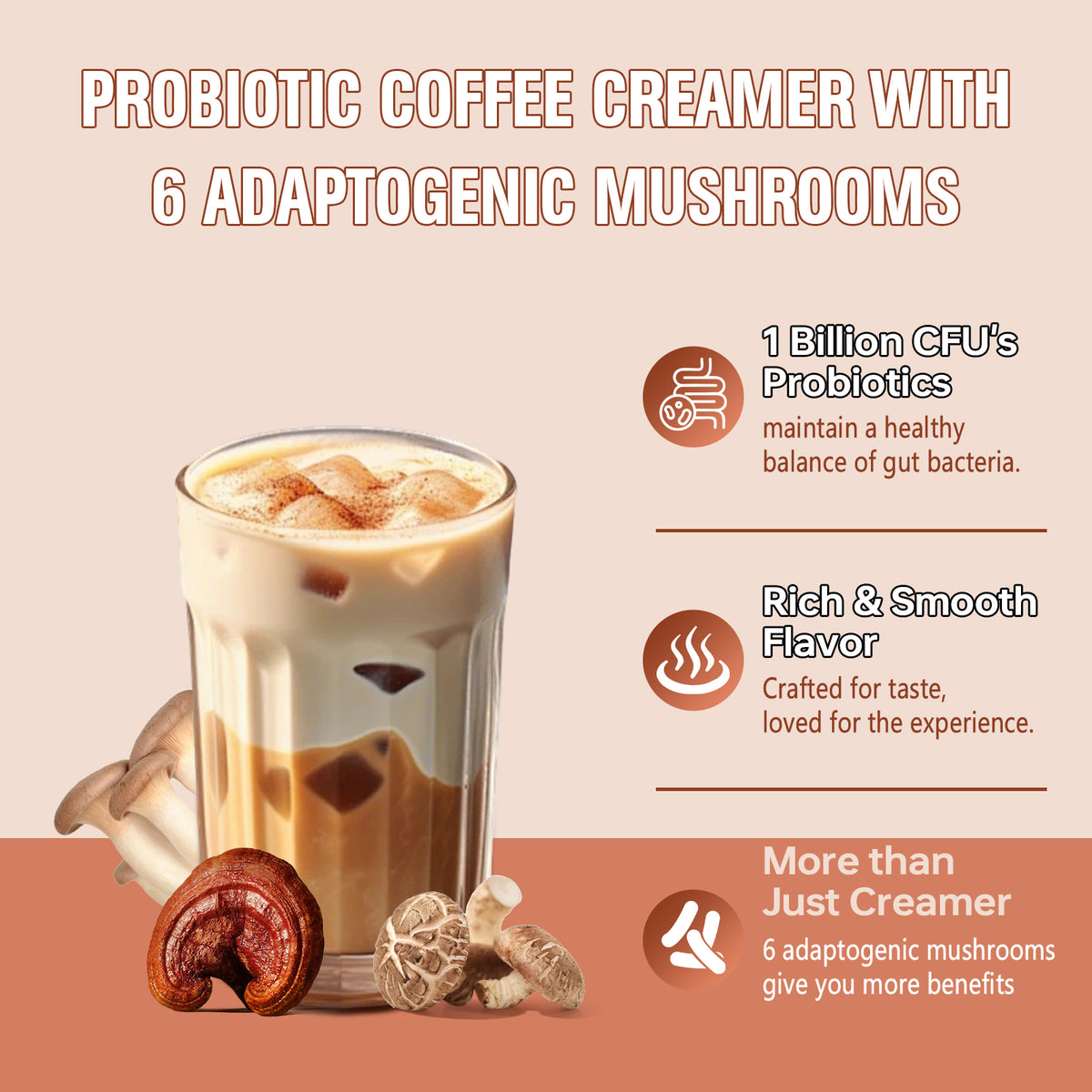 Bcuelov® Superfood Mushroom Creamer Powder – Energy, Focus & Digestion Support