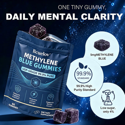 Bcuelov® Methylene Blue Gummies 5 mg, 60 Count, USP Grade 99.9% Pure