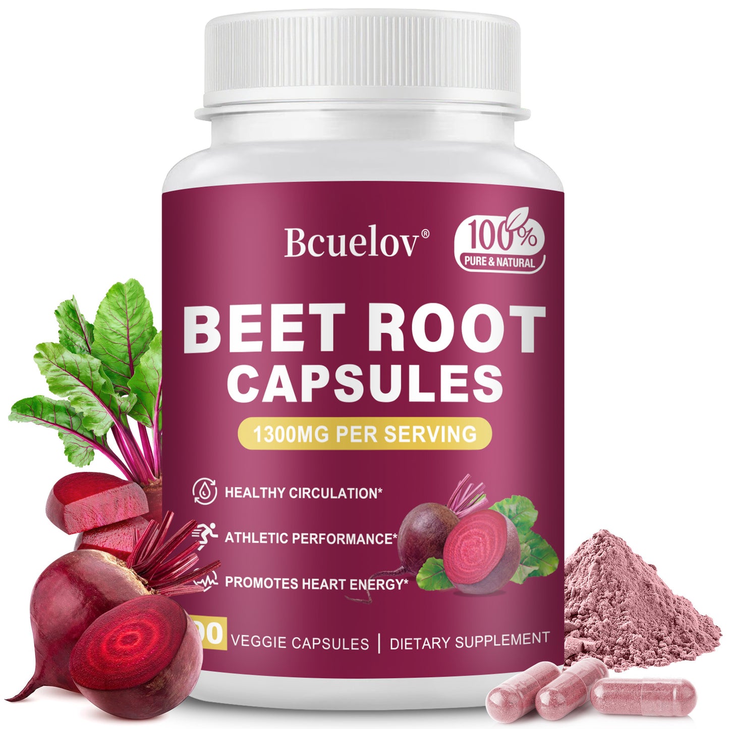 Bcuelov® Natural Beetroot Capsules – Boost Endurance & Support Healthy Blood Pressure